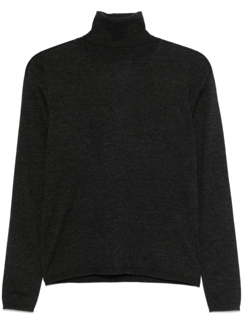 Shop Max Mara Gray Cashmere Turtleneck In Black