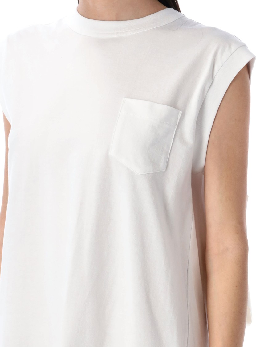 Shop Sacai Panelled Mini Dress With Rear Satin Ruffled