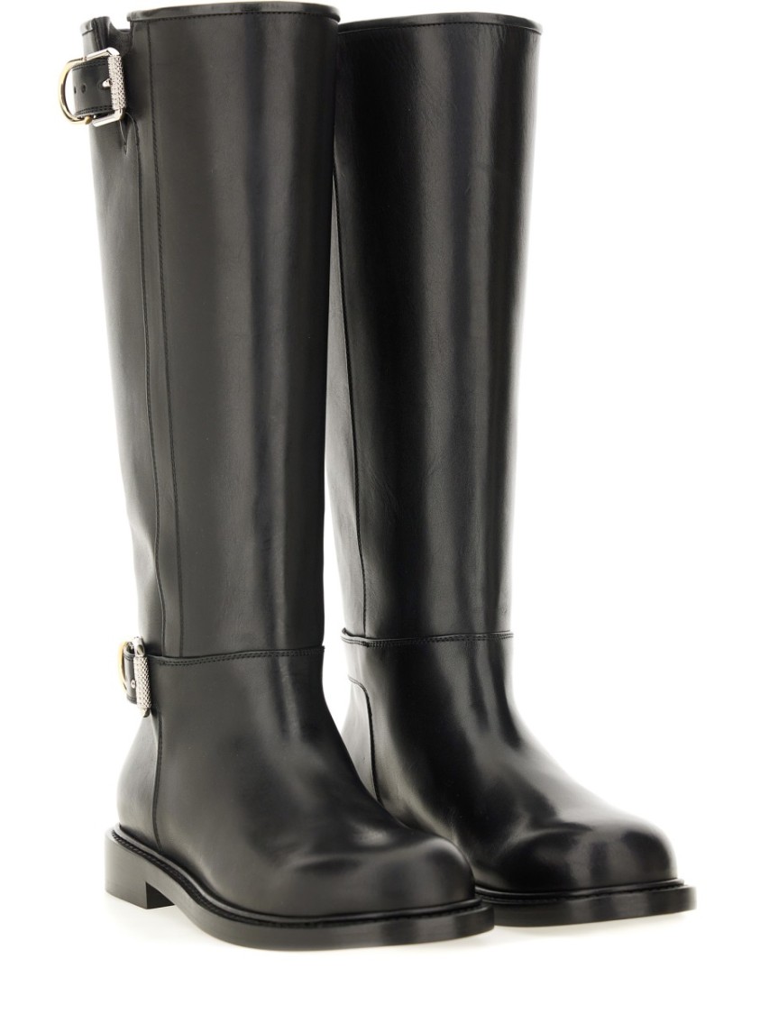 Givenchy Voyou Leather Buckle Tall Moto Boots