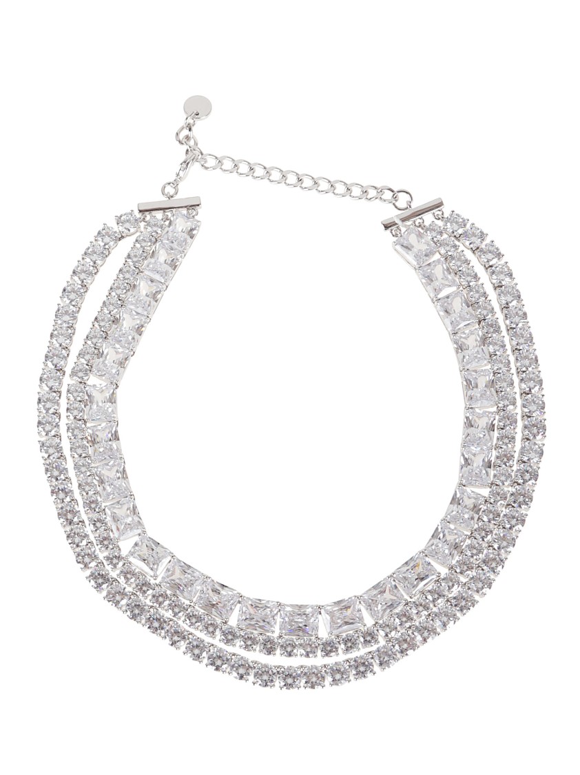 Self-portrait Multi-crystal Choker Necklace With Adjustable Closure
