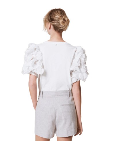TWINSET ACTITUDE TWINSET ACTITUDE TEXTURED ANGORA BERMUDA SHORTS WITH PLEATS