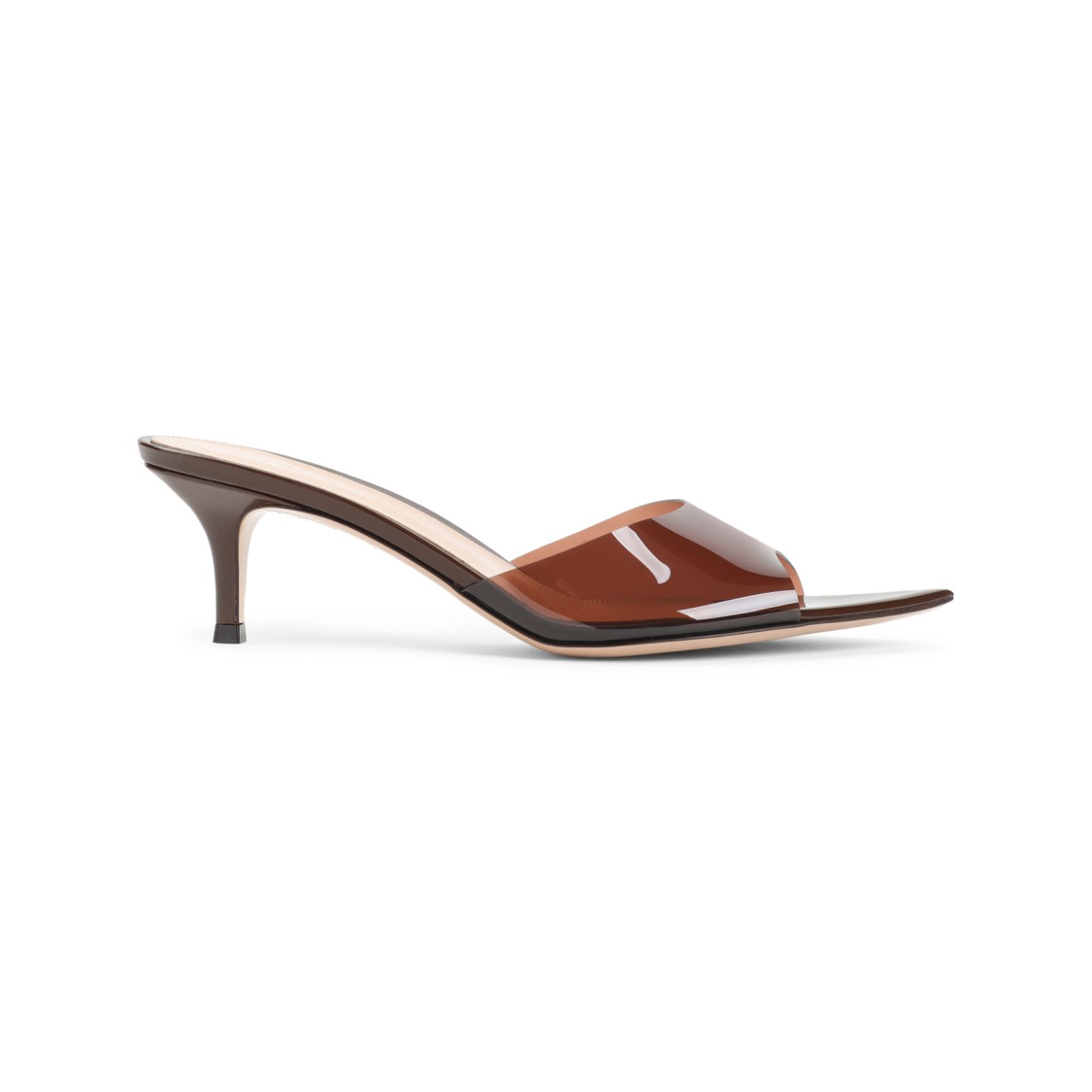 Gianvito Rossi Womens Brown Elle Leather And Pvc Heeled Mules