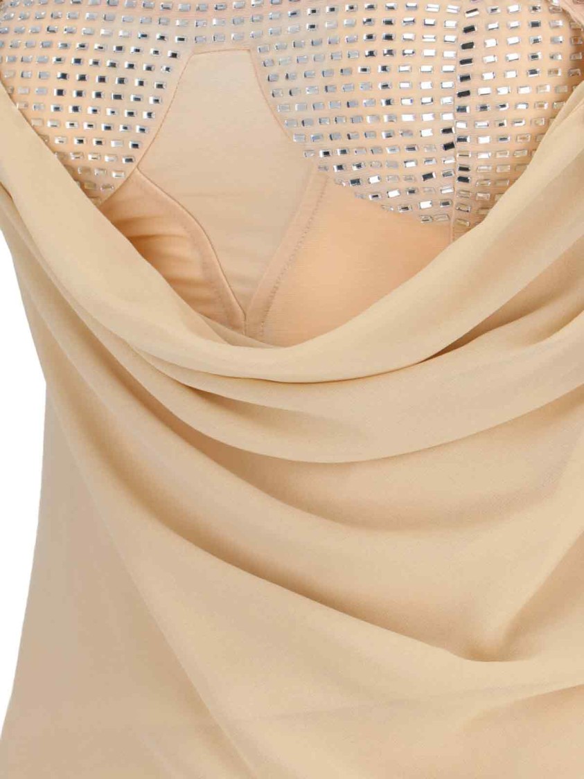 Attico Draped Cowl Neckline Spaghetti Straps In Neutrals