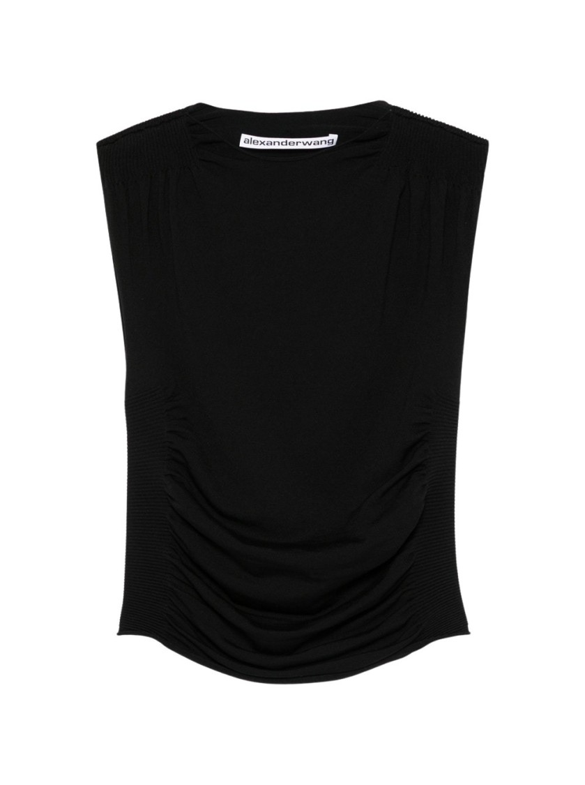 Alexander Wang Ruched Tank Top Black In Black