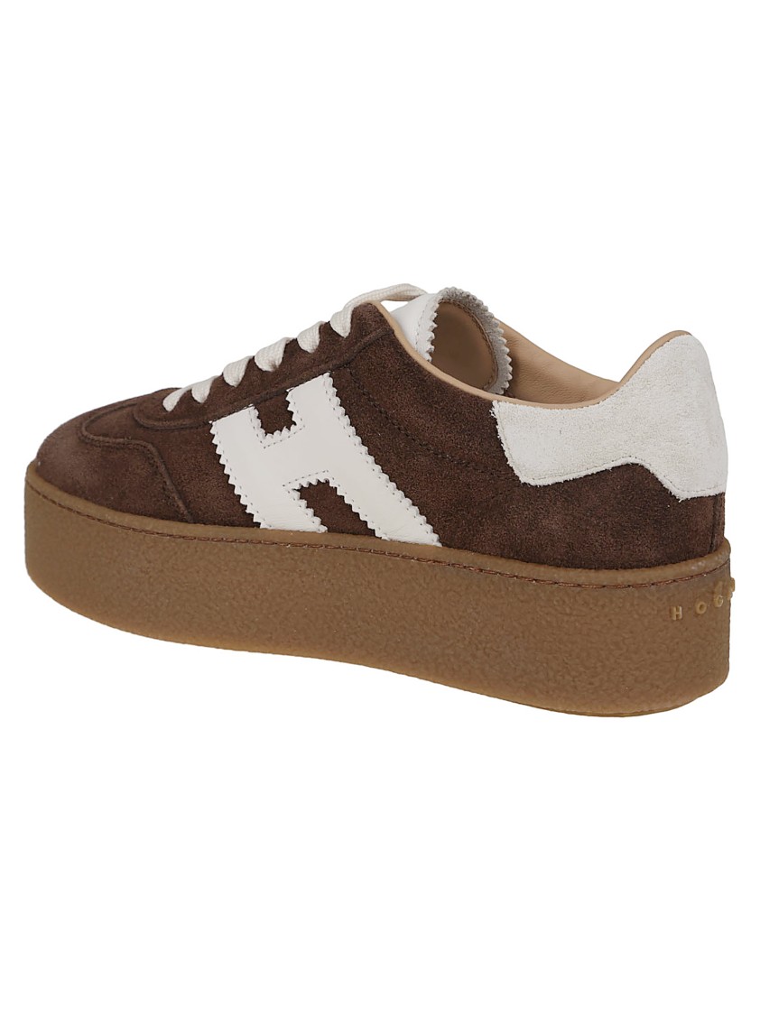 Hogan Chocolate Brown Suede Platform Sneakers With Lace-up Closure And H Logo Detail In Brown