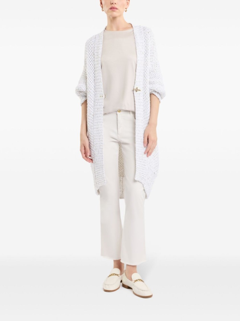 Fay Straight-leg Beige Pants With Flared Hem In White
