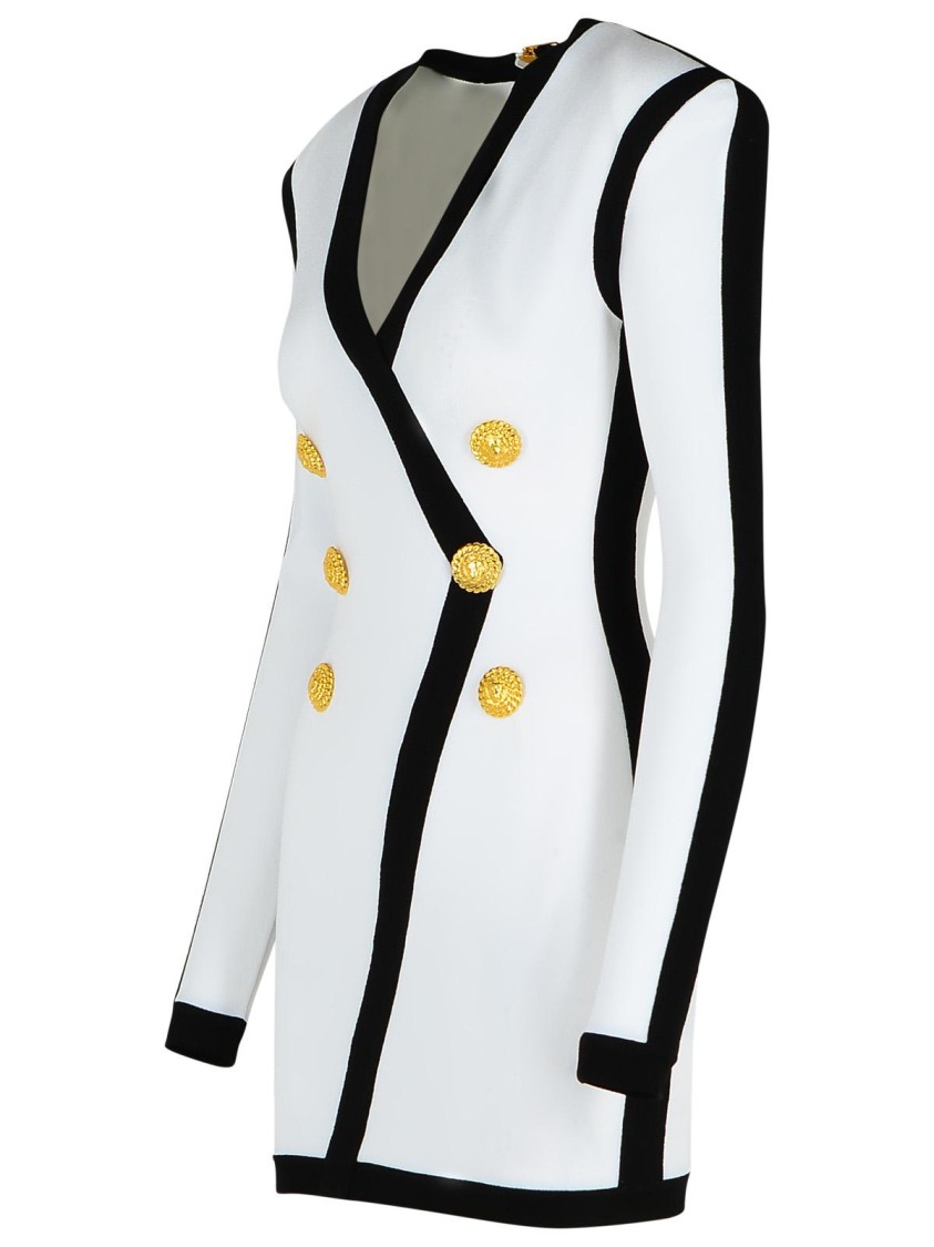 BALMAIN BALMAIN WHITE VISCOSE BLEND DRESS 