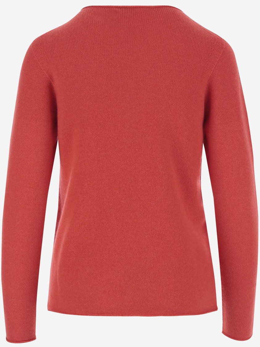Bruno Manetti Red Cashmere Pullover With Crew Neck And Long Sleeves In Multi