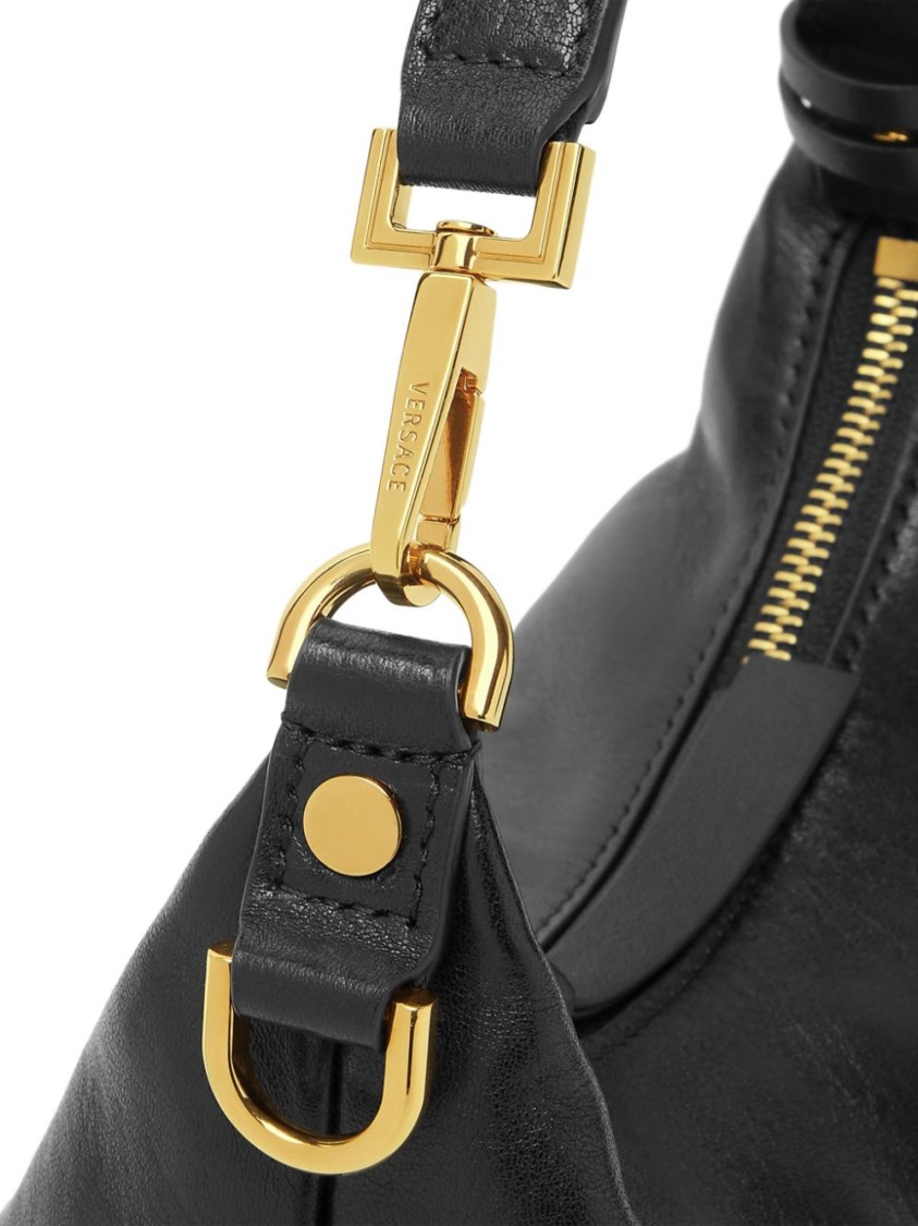 Versace Calf Leather And Lambskin Bag With Adjustable Strap