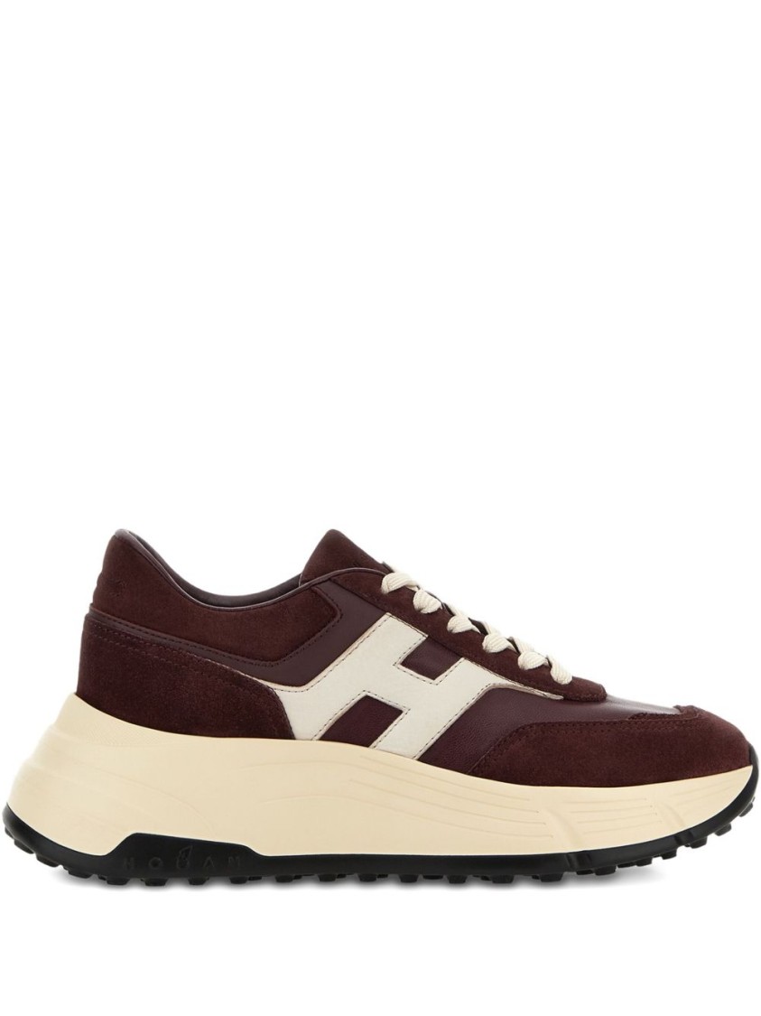Hogan Suede And Nappa Leather Sneakers With Contrast Panel In Neutral