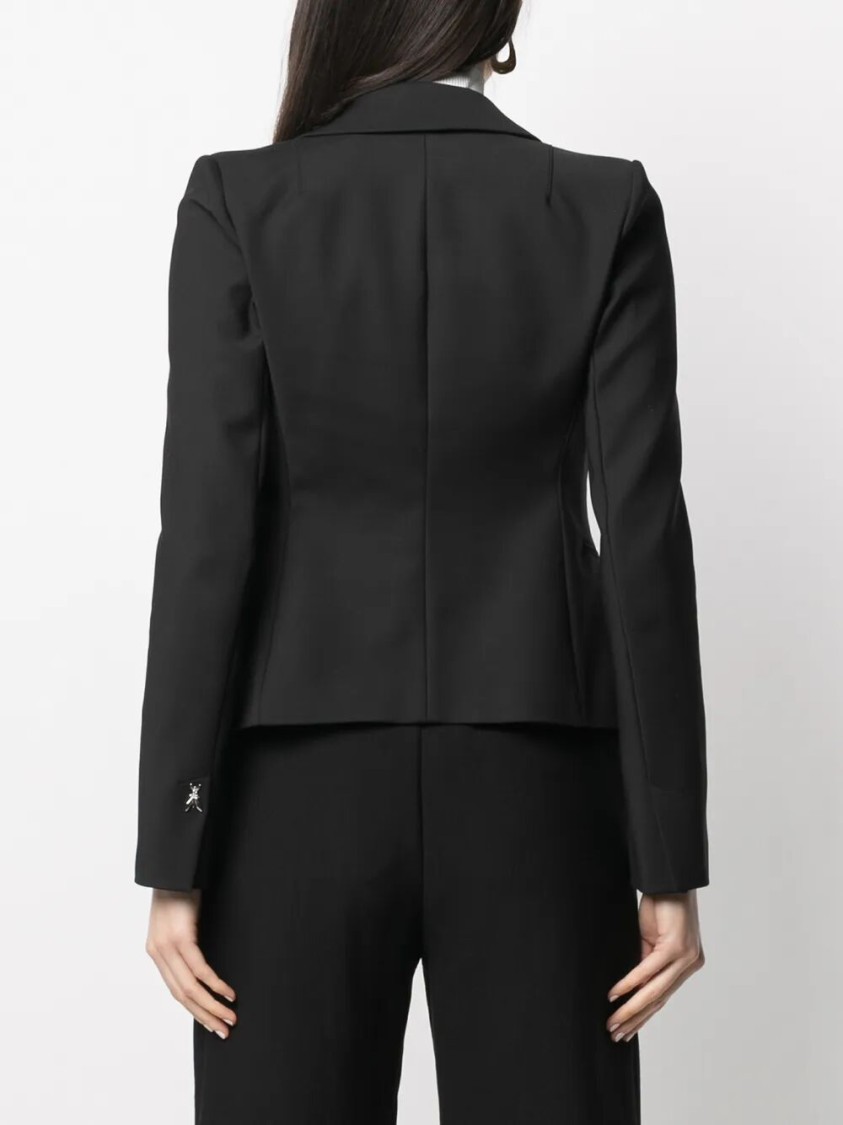 Patrizia Pepe Single-breasted Tailored Jacket With Bow Detail In Black
