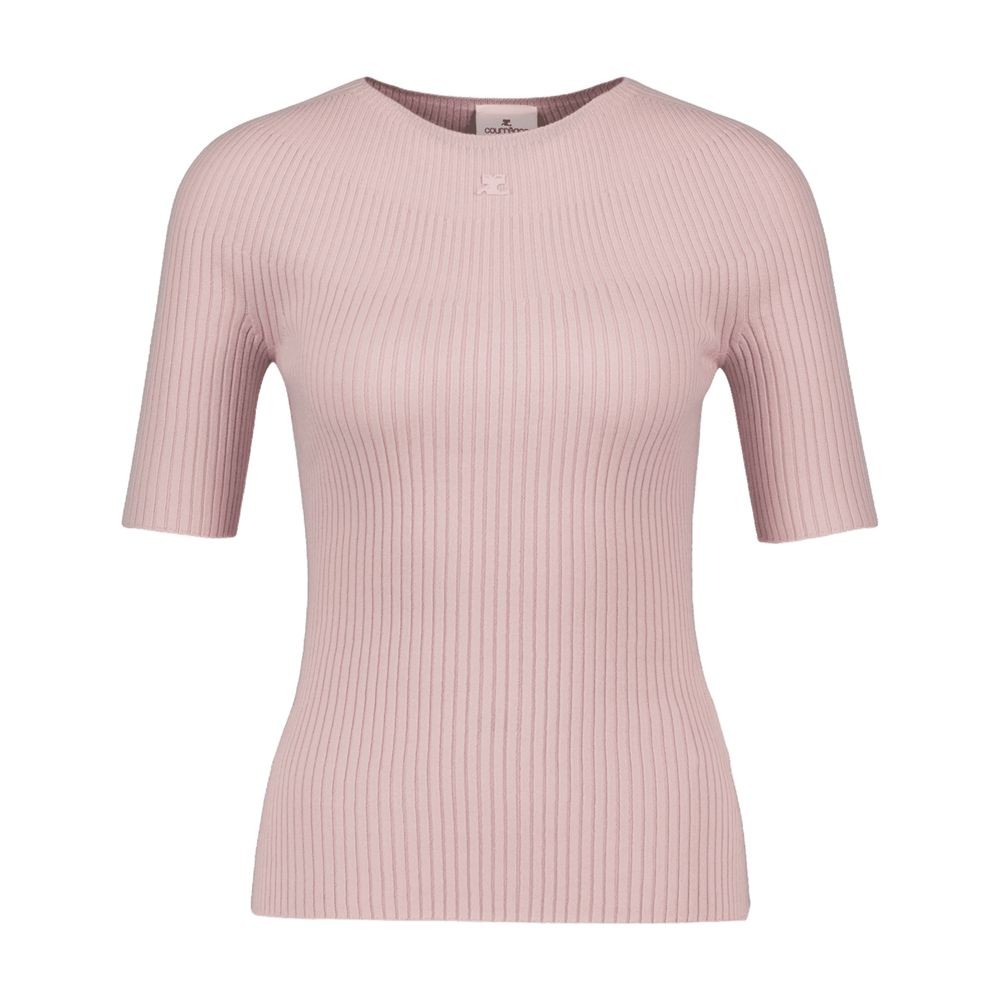 Shop Courrèges Solar Ss Sweater - Cotton - Pink