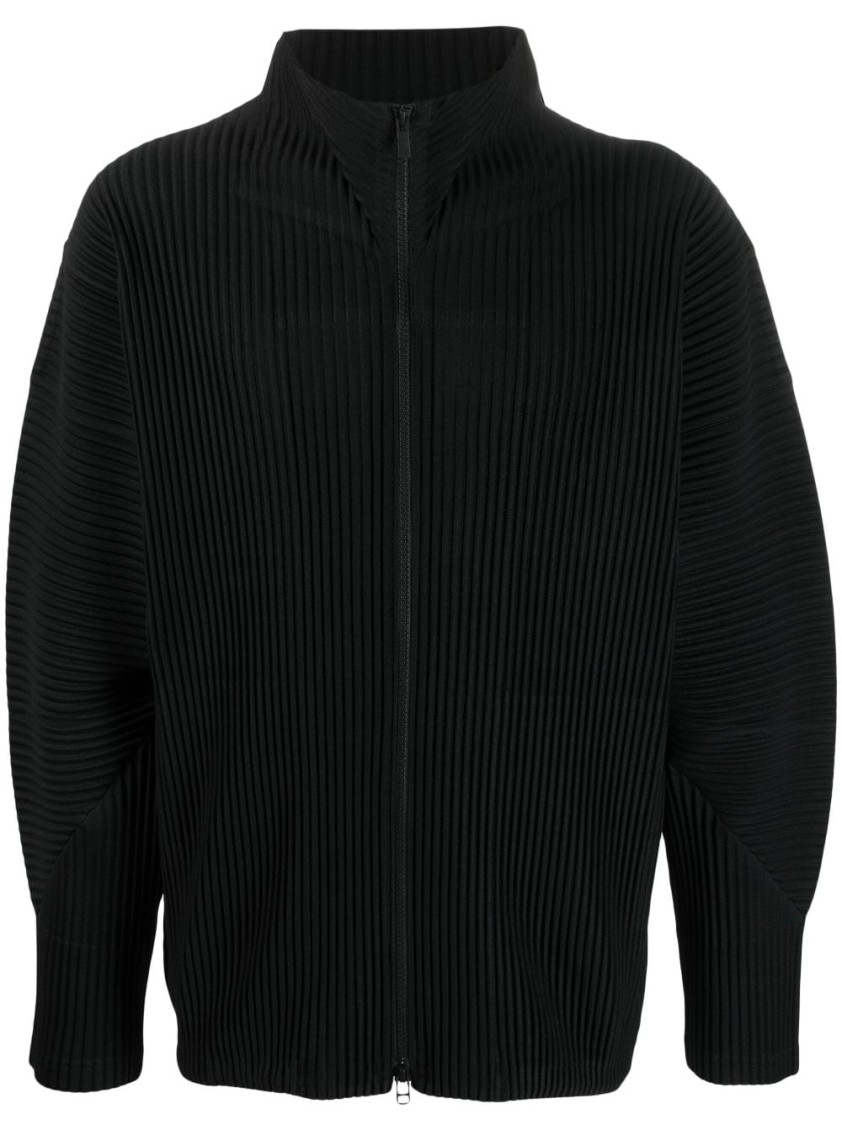 Shop Issey Miyake Homme Plissé Fully Pleated Zip-up Cardigan In Black