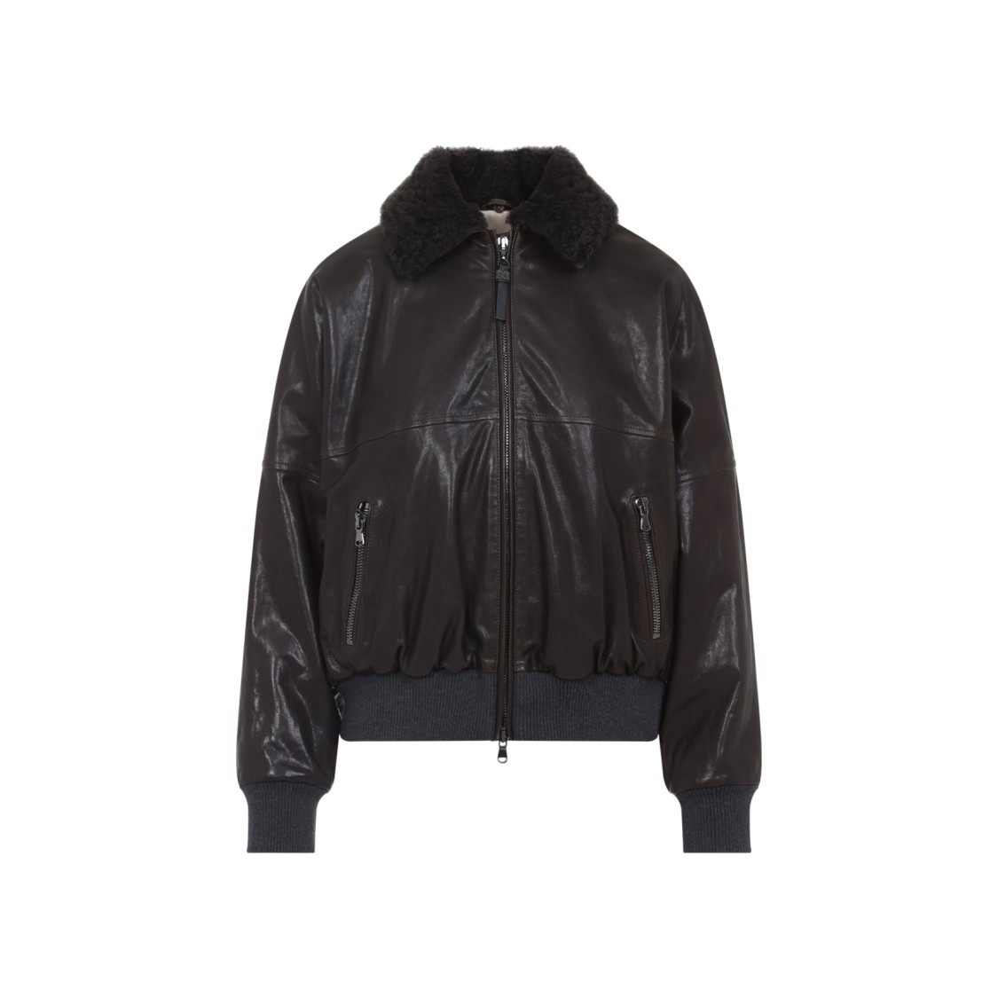 Brunello Cucinelli Leather Jacket In Black