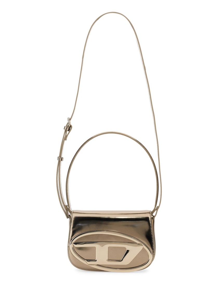 DIESEL DIESEL METALLIC FINISH SHOULDER BAG WITH DISTINCTIVE OVAL LOGO