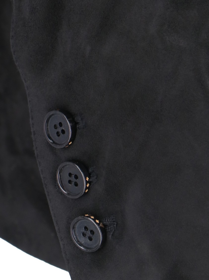 Tonywack Single-breasted Suede Jacket In Black Leather