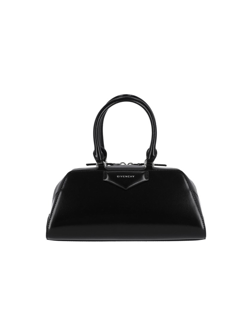Givenchy Structured Black Handbag With Glossy Finish And Versatile Straps In Black