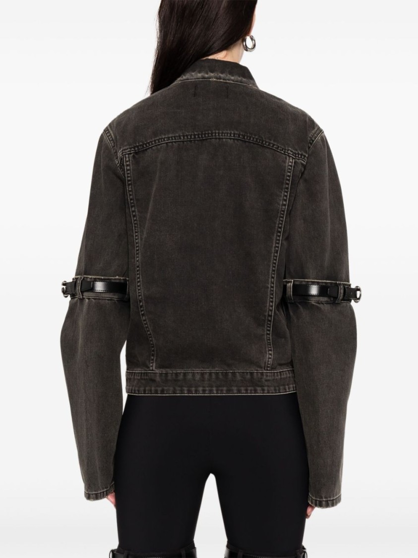 Coperni Oversized Black Denim Jacket With Unique Strap Details