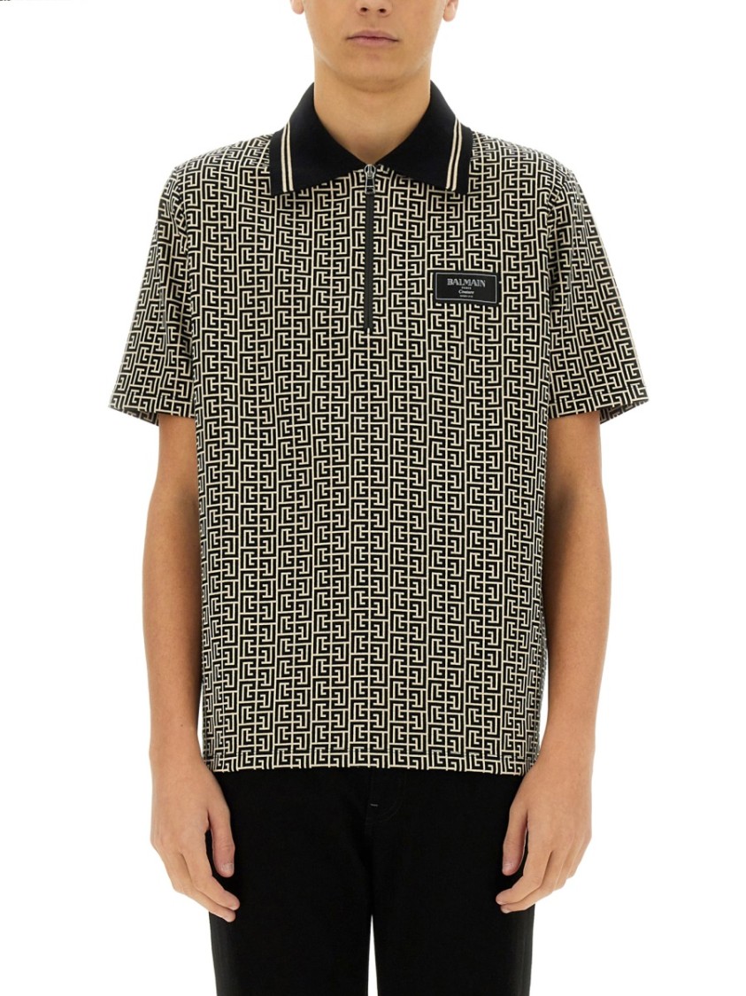 Balmain Labyrinth Polo Shirt With Jacquard Effect