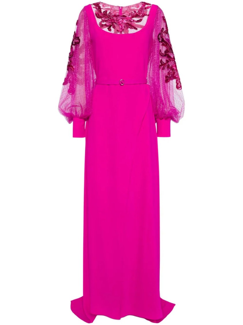 Saiid Kobeisy Crepe Dress With Envelope Skirt In Pink