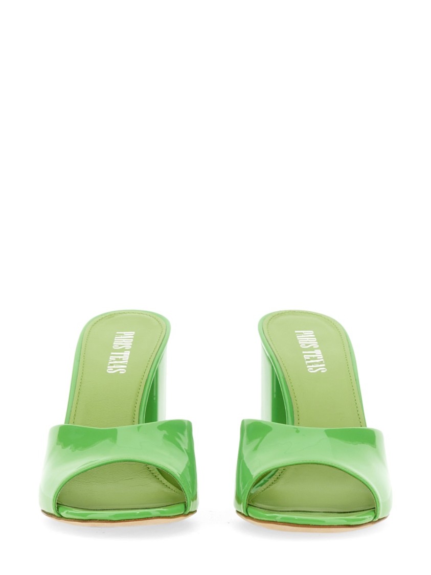 Shop Paris Texas Anja Open-toe Green Patent Leather Mules
