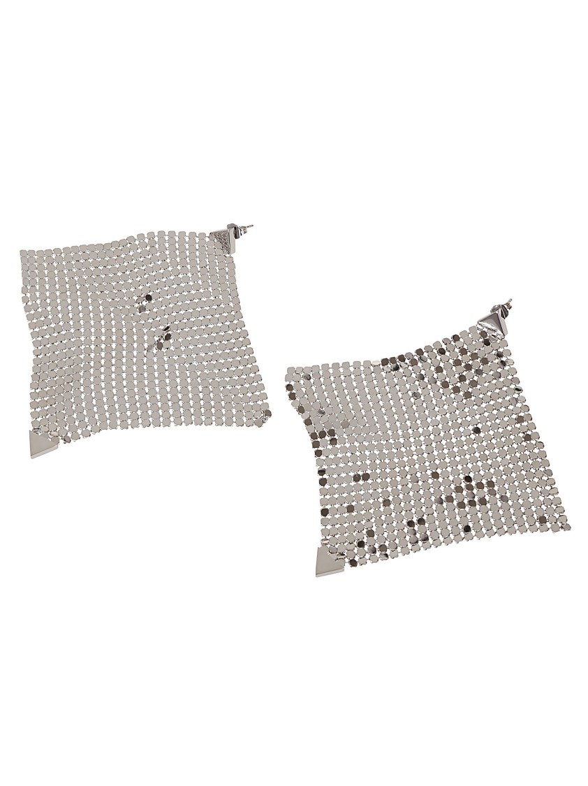 Rabanne Paco Pixel Flow Dangle Earrings In Silver Metal Mesh In Silver