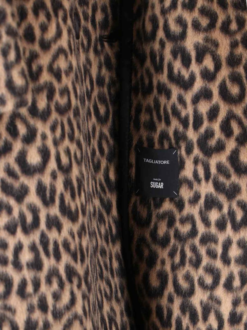 Tagliatore Jole Coat Midi Double-breasted - Brown Animalier In Animal Print