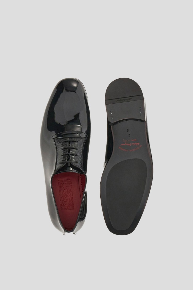 Ferragamo Mens Salvatore Gianbattista Patent-leather Oxford Shoes In Black