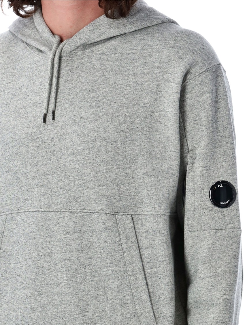 C.p. Company Diagonal Raised Fleece Lens Hooded Sweatshirt In Grey
