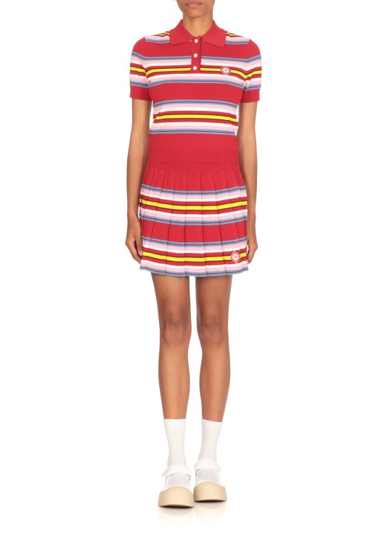 Casablanca Red Pleated Skirt Mini in Red | THE LIST Casablanca Red Pleated Skirt Mini in Red | THE LIST