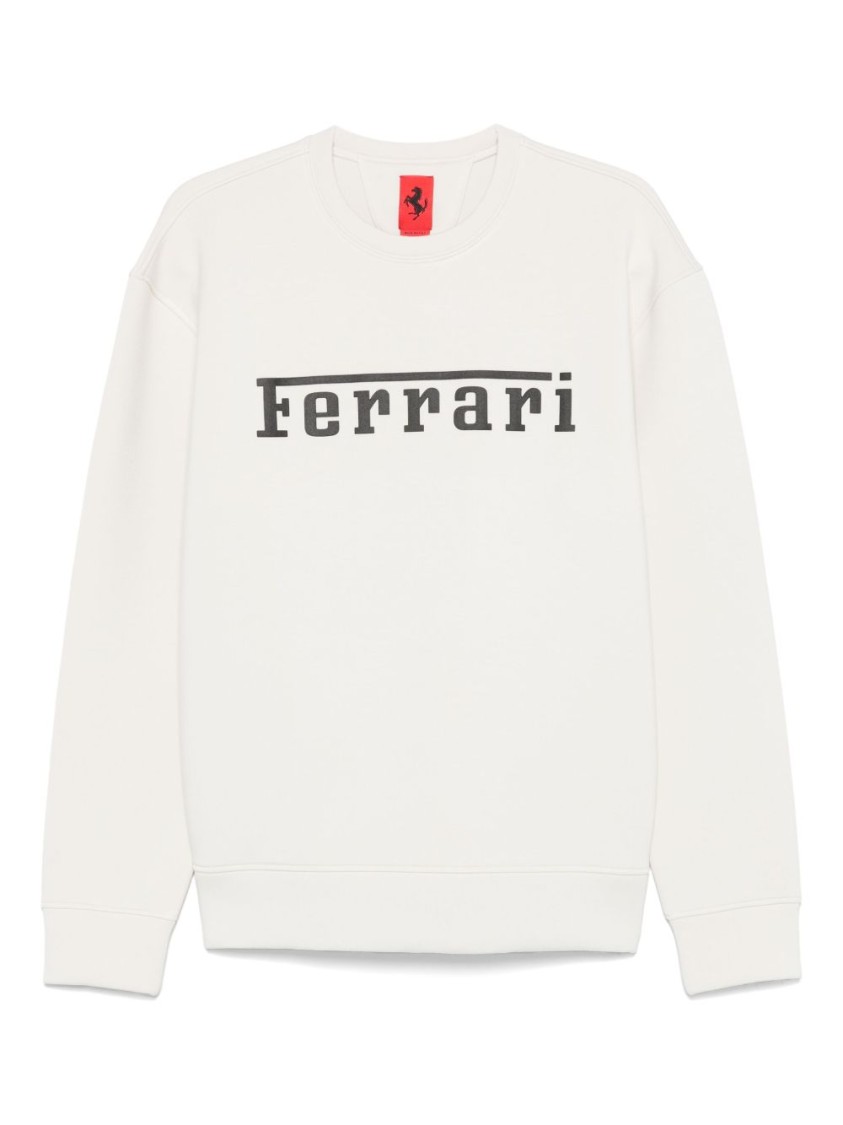 Ferrari Ecru Sweatshirt With Prominent Logo In White