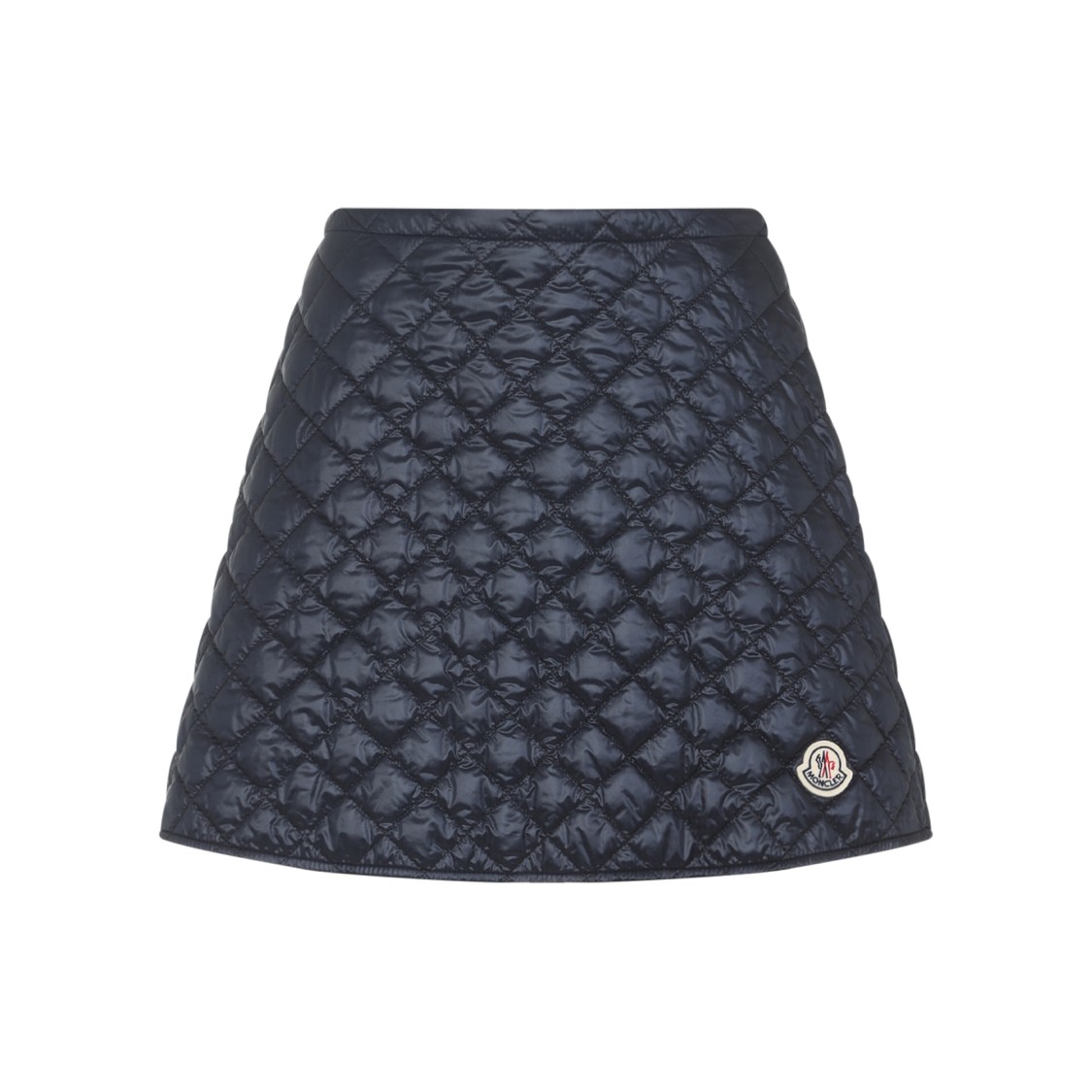 Moncler Quilted Black Skirt With Flared Silhouette In Blue