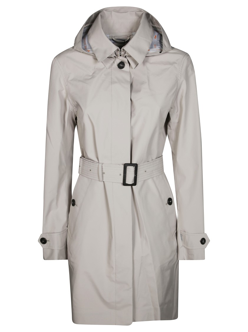 Save The Duck Tailored Trench Coat With Belted Waist In Gray