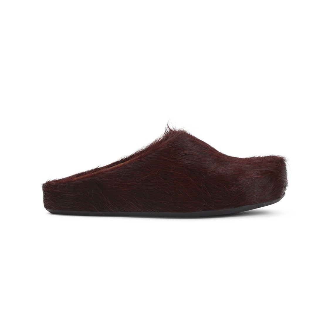 Marni Wild Cherry Calf Hair Fussbett Sabot Mules In Black