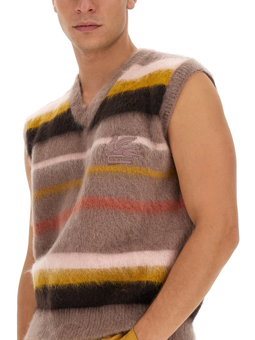 Shop Etro Vest With Stripe Pattern In Multicolor