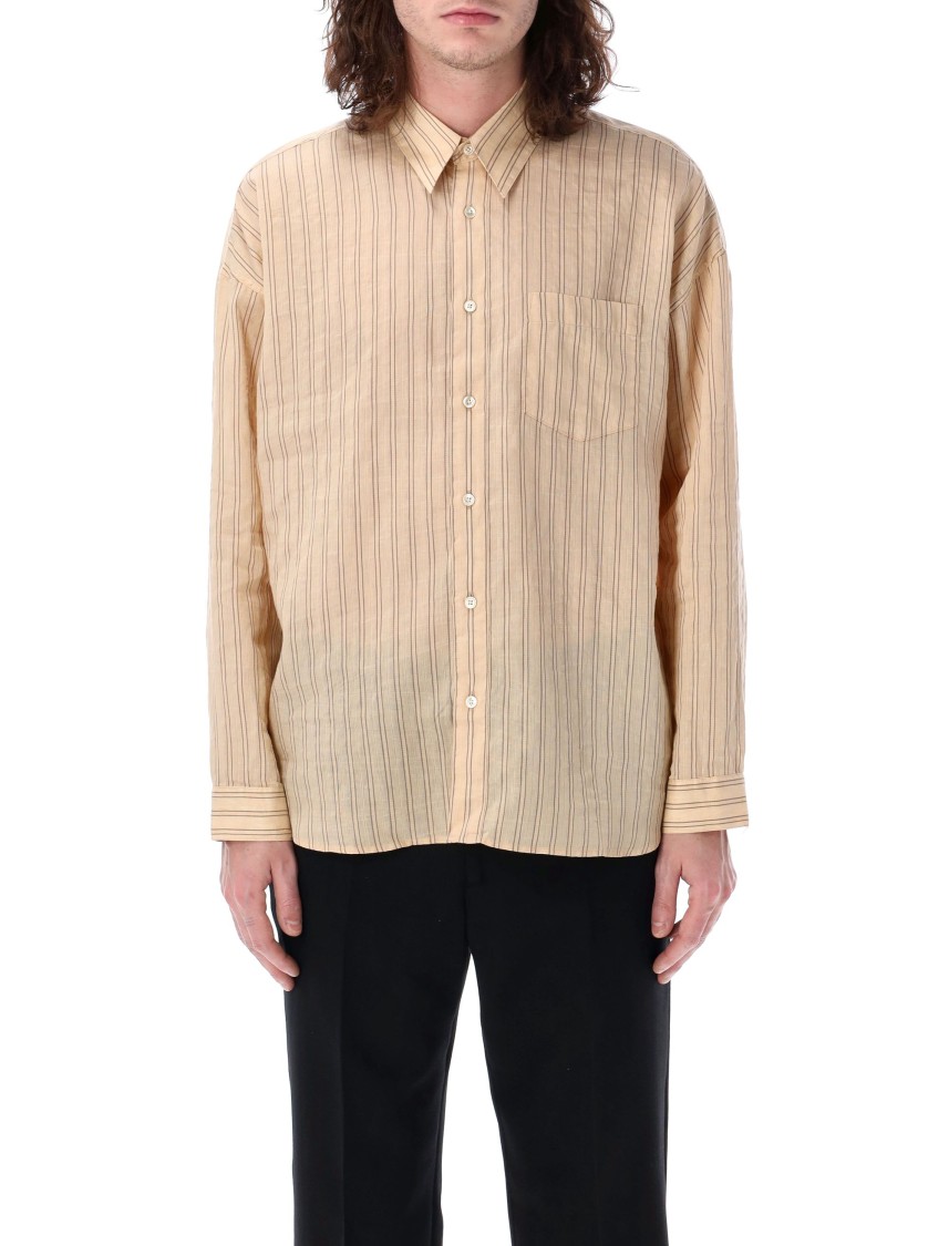 Sunflower Relaxed Fit Striped Shirt With Classic Collar In Neutrals