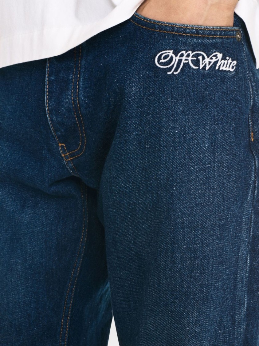 Shop Off-white Blue Jeans With Logo