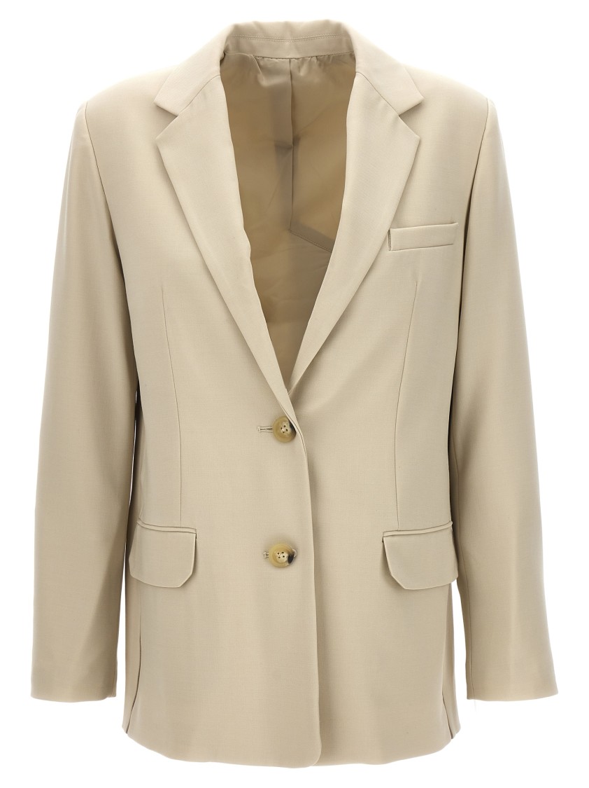 Helmut Lang Single-breasted Wool Blend Blazer In Neutral