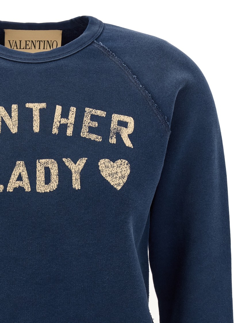 Valentino Panther Lady-print Crew-neck Sweatshirt In Blue