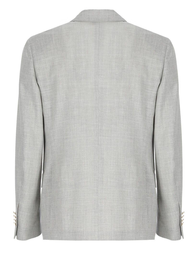 Lardini Wool Blend Suit With Embroidered Back Vent In Gray