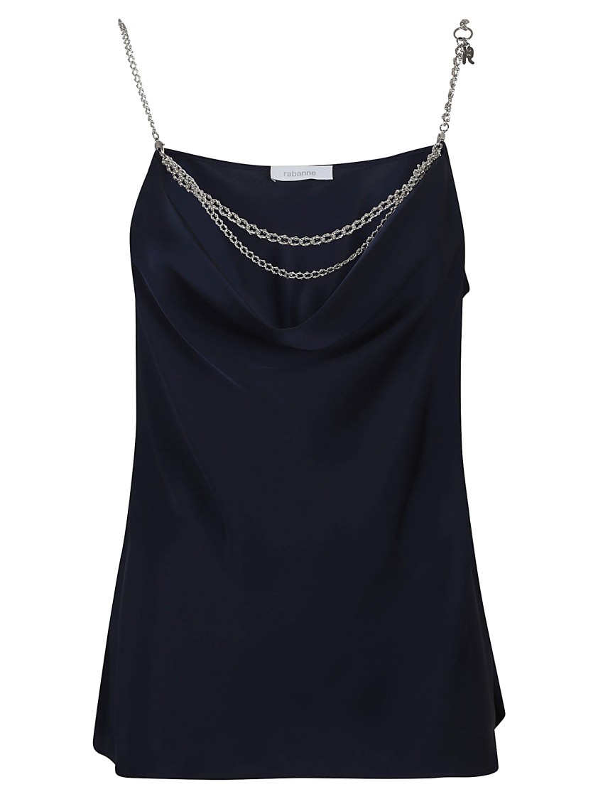Rabanne Blue Satin Tank Top In Blue