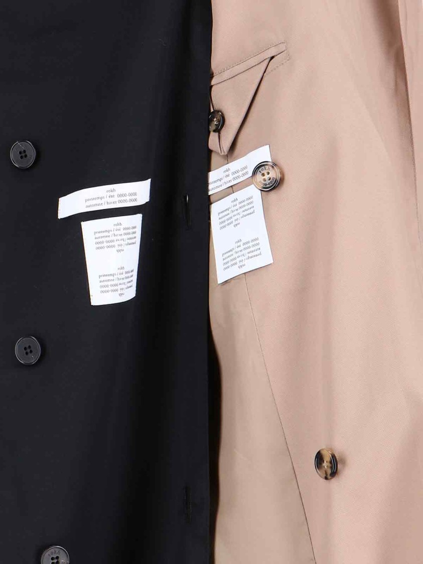 Shop Rokh Beige Double Layer Trench Coat In Black