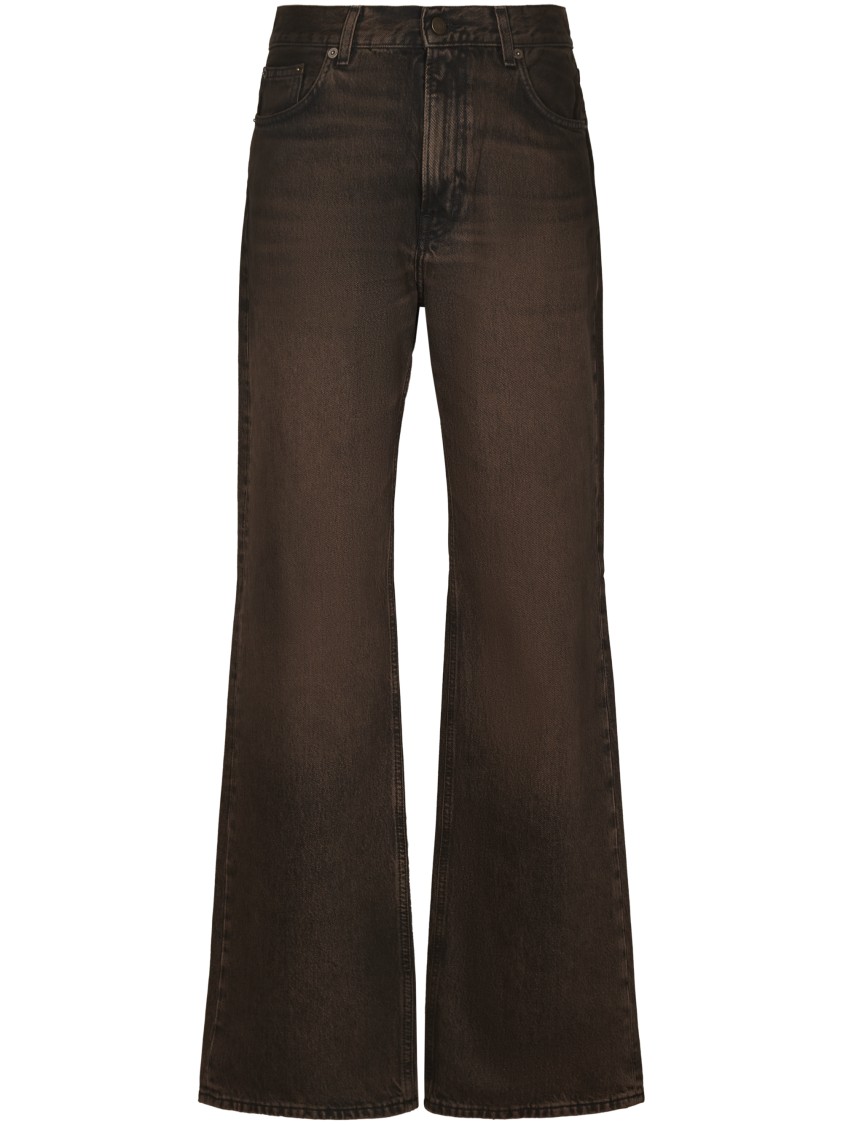 Haikure Wide-leg High-waist Jeans In Rich Dark Hue In Brown