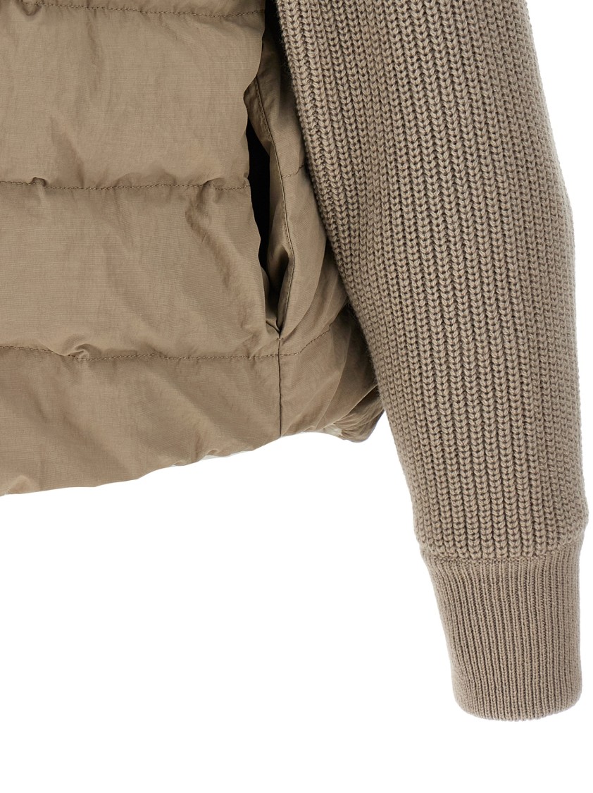 Brunello Cucinelli Two-material 'shiny Flap Detail' Down Jacket