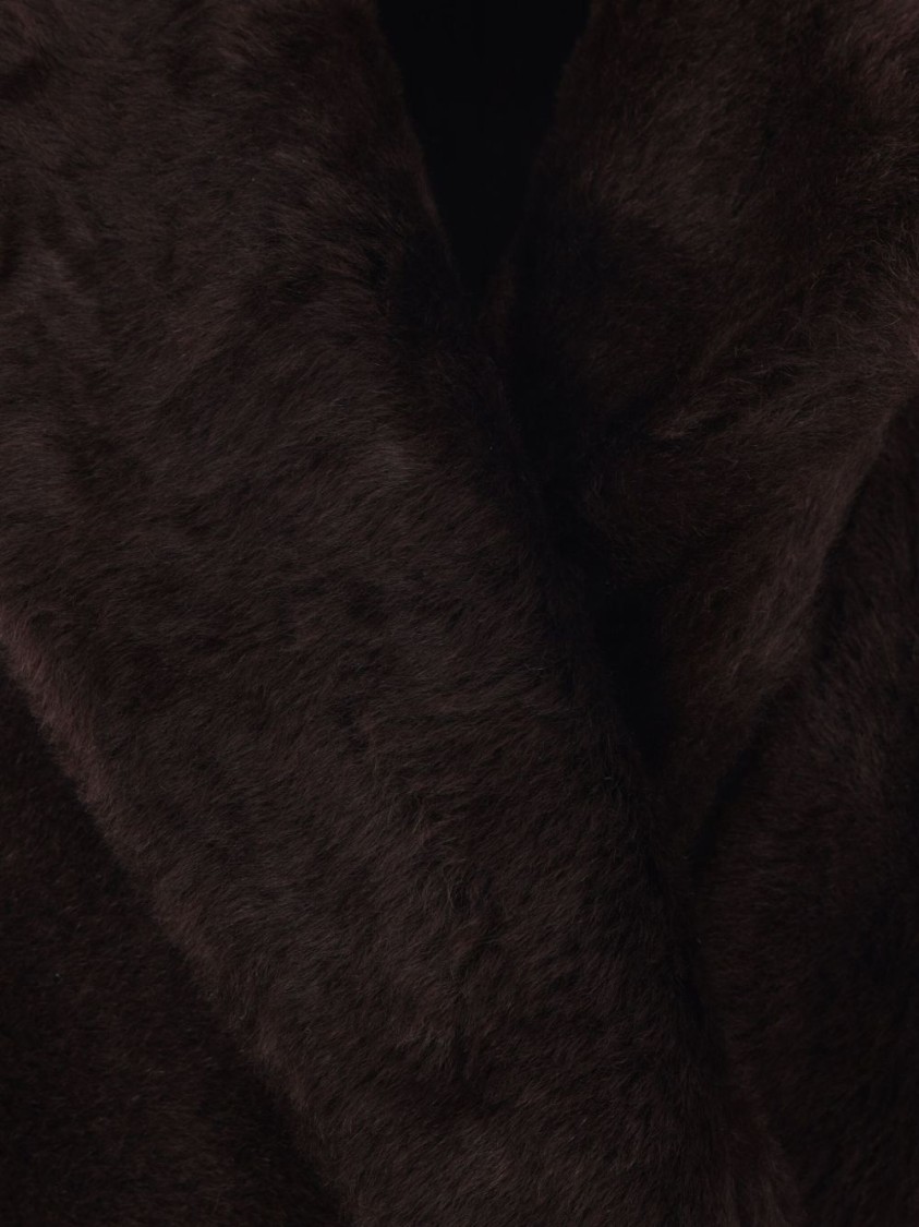 Brunello Cucinelli Double-breasted Coat With Plush Texture In Brown