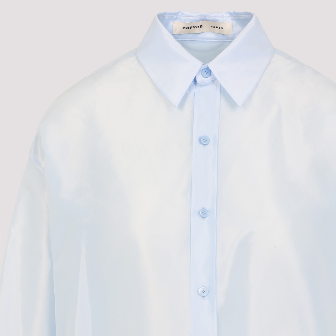 Carven Logo Embroidered Buttoned Shirt In Blue