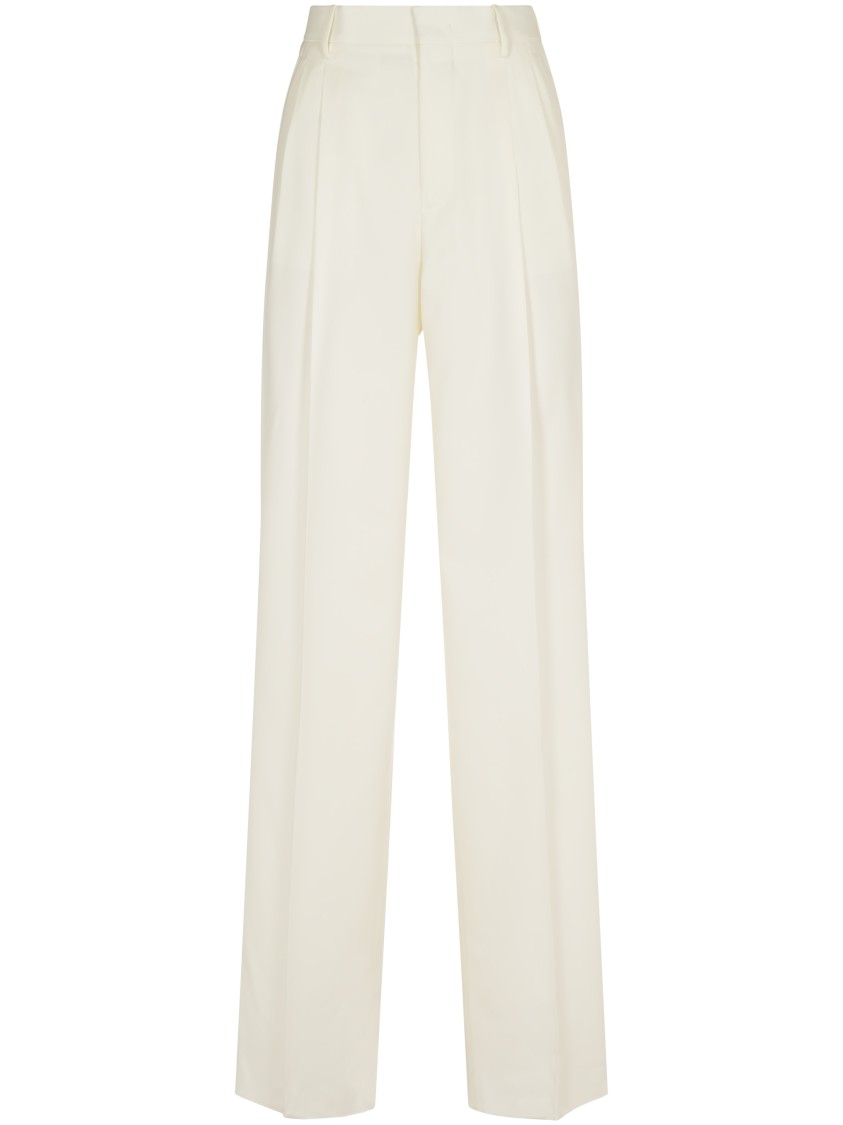 Tagliatore High-waisted Wide-leg Trousers With Pleated Front In White