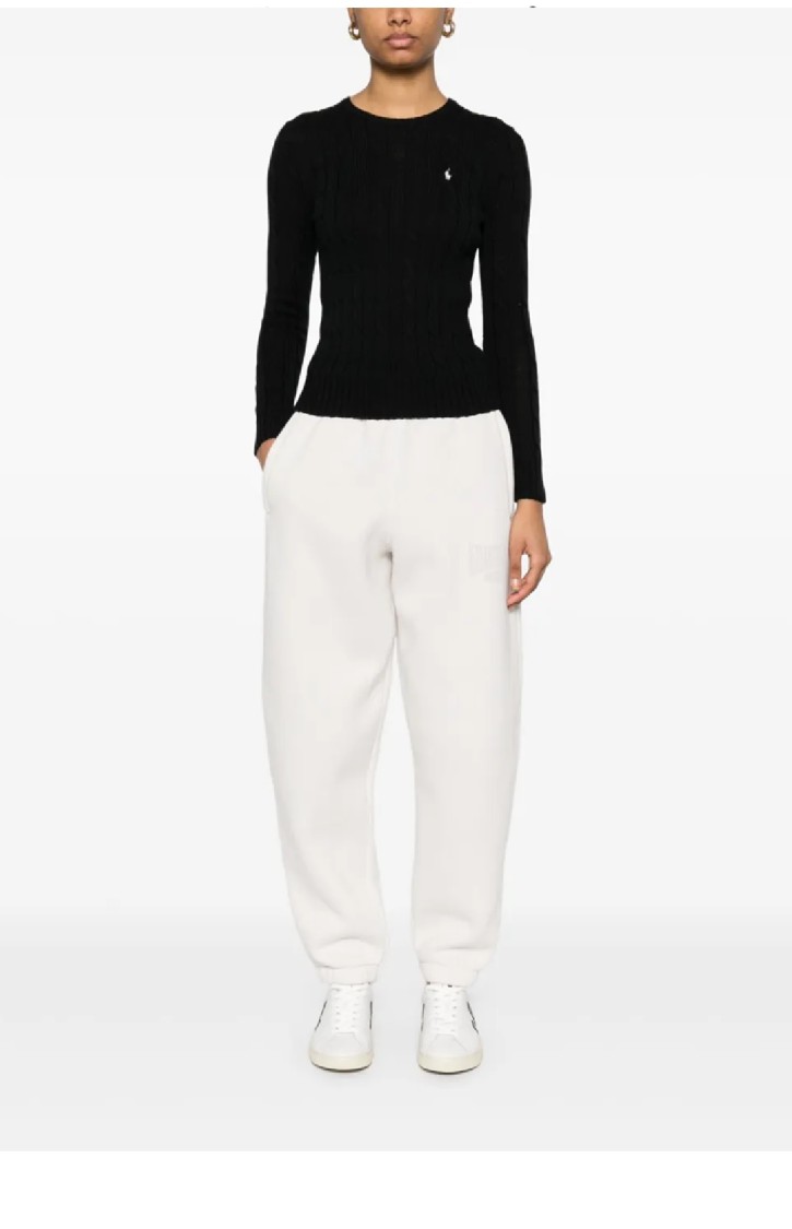 Polo Ralph Lauren Classic Cable Knit Sweater With Fitted Silhouette In Black