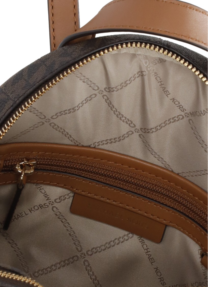Michael Michael Kors Rhea Logo Monogram Medium Backpack In Brown