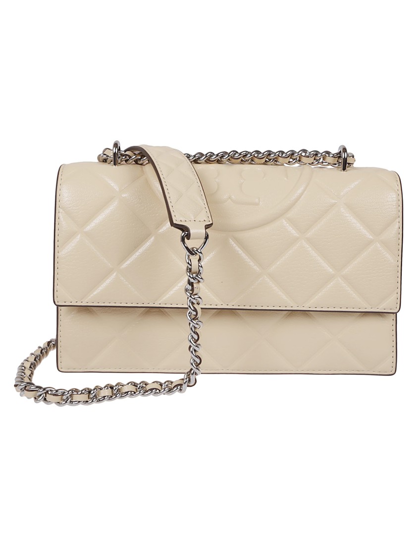 Tory Burch Fleming Quilted Leather Shoulder Bag In Neutral